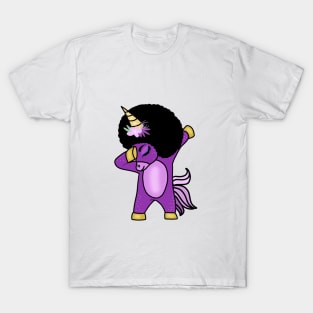 Funny Afro Unicorn Melanin dab dance T-Shirt